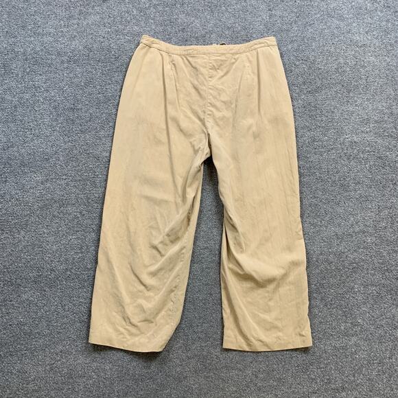 Tommy Bahama Pants Womens 10 Khaki Silk Cropped Drawstring Tie Relaxed Wide Leg - Picture 8 of 10